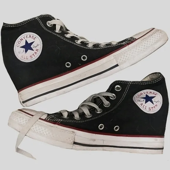 Converse Wedge Vintage Hidden Heels Wedges Heel Shoes Black Lux Canvas 8