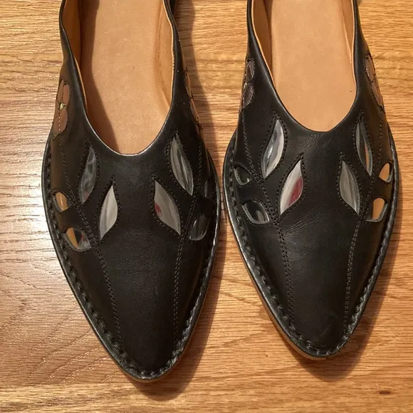 Convertible Heel Mule Leather Flats Size 39