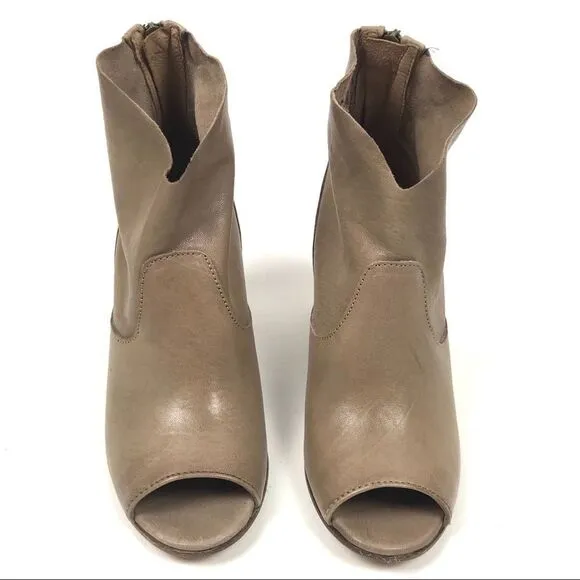 Cordani Balero Stacked Block Ankle Boots Leather Peep Toe Heeled Bootie Italy