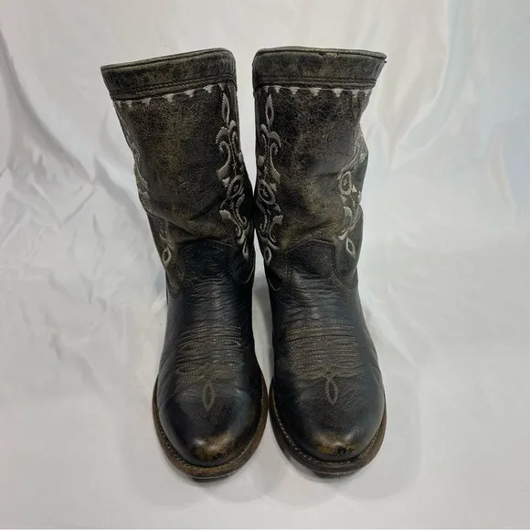 Corral C2804 Distressed Brushed Black Asymmetrical Embroidered Western Boots