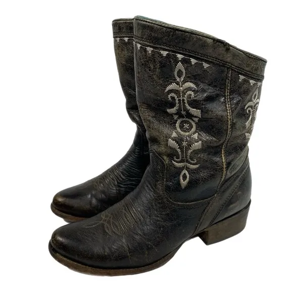 Corral C2804 Distressed Brushed Black Asymmetrical Embroidered Western Boots