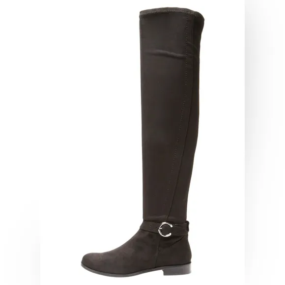 CORSO COMO LENNOX NEW $248 SZ 7 B BLACK STRETCH FAUX SUEDE OVER THE KNEE BOOTS
