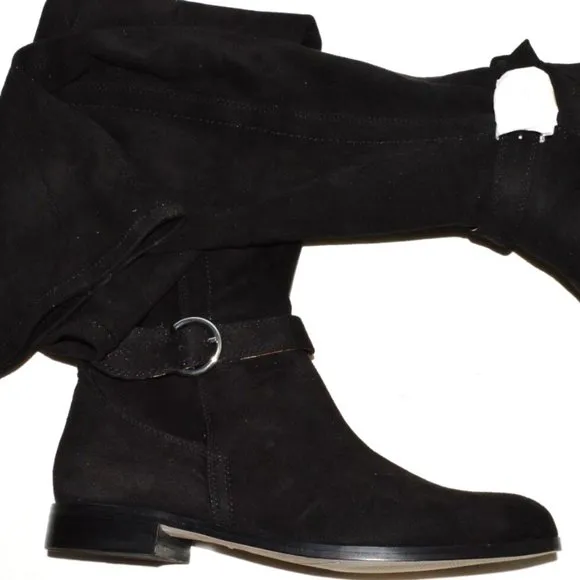 CORSO COMO LENNOX NEW $248 SZ 7 B BLACK STRETCH FAUX SUEDE OVER THE KNEE BOOTS