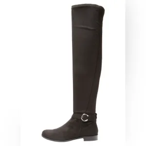 CORSO COMO LENNOX NEW $248 SZ 7 B BLACK STRETCH FAUX SUEDE OVER THE KNEE BOOTS