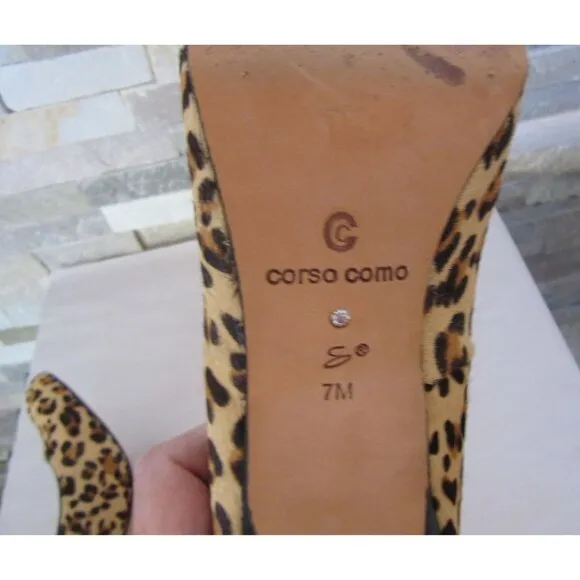 Corso Como Leopard Black Hair Calf Heel Heels in Size 7M