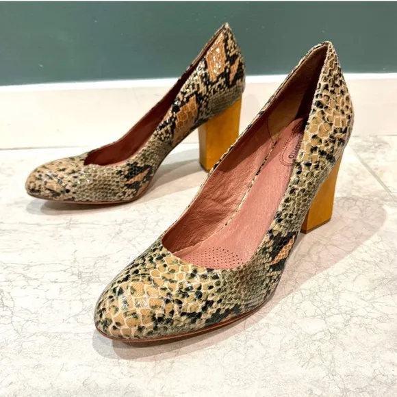 CORSO COMO metro leather PUMPS chunky wooden BLOCK snakeskin women’s 13 MOD NEW