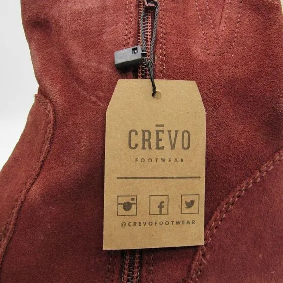 Crevo Jade Leather Women's Ankle Boots in Brick Red SZ 11