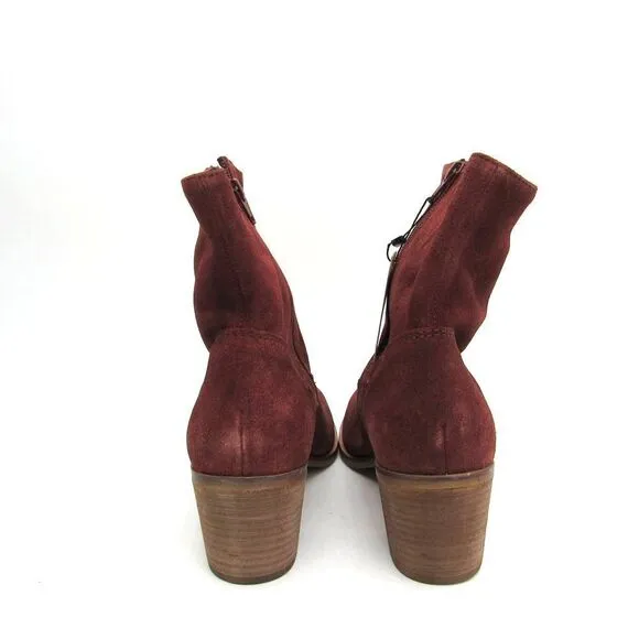 Crevo Jade Leather Women's Ankle Boots in Brick Red SZ 11