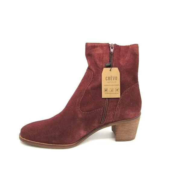 Crevo Jade Leather Women's Ankle Boots in Brick Red SZ 11