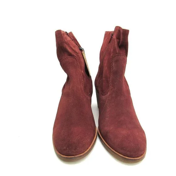 Crevo Jade Leather Women's Ankle Boots in Brick Red SZ 11