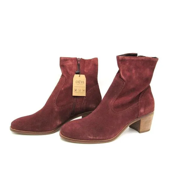 Crevo Jade Leather Women's Ankle Boots in Brick Red SZ 11