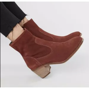 Crevo Jade Leather Women's Ankle Boots in Brick Red SZ 11