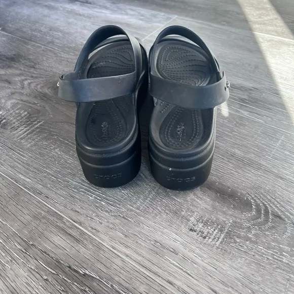 Crocs Brooklyn Low Wedge Black Sandals