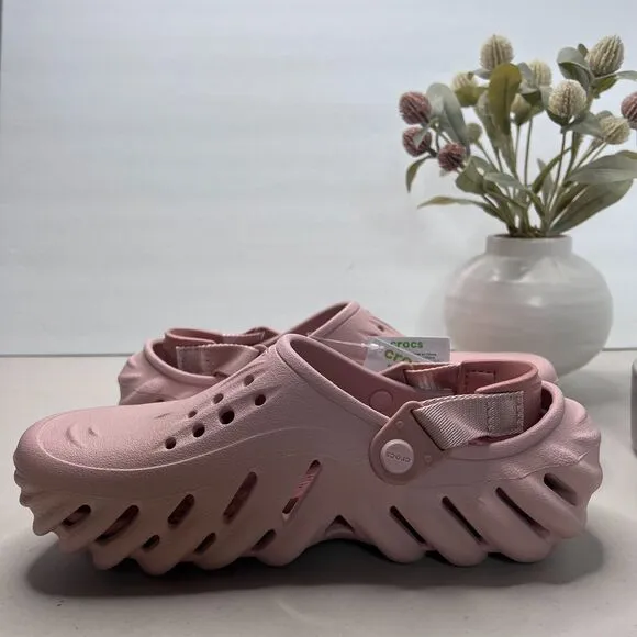 Crocs Echo Clogs K Sandals Pink Clay Sling Back 208190-6TY Junior 6 NWOB