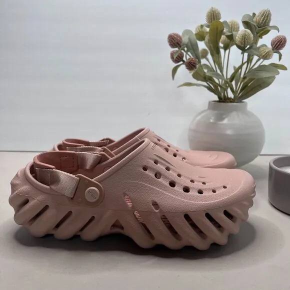 Crocs Echo Clogs K Sandals Pink Clay Sling Back 208190-6TY Junior 6 NWOB