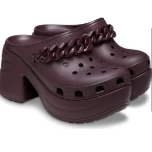 Crocs Siren Chain Clogs Women's 10 Purple Round Toe Block Heel Platform Shoes