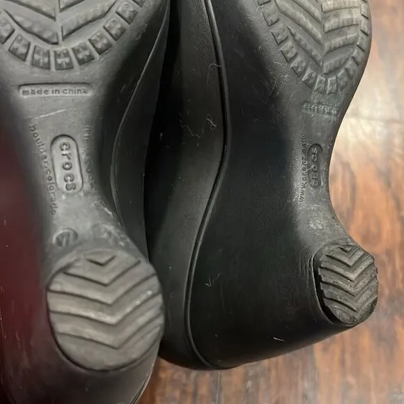 Crocs Wedge Heels Shoes 'Lena' Black 3 inch Wedges Size 8