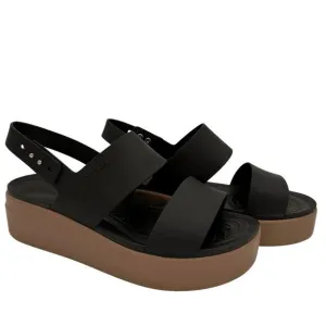 Crocs Women's Brooklyn Black Tan Low Wedge Platform Sandals Size 10