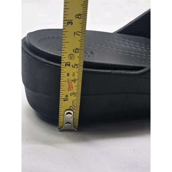 Crocs Women's Sanrah Wedge Strappy Sandals Black Size 10