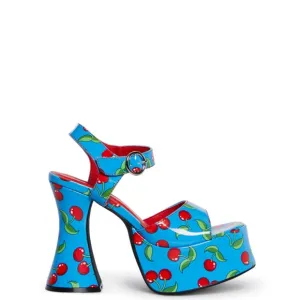 Current Mood Blue and Red Platform Shoes with Heart Design