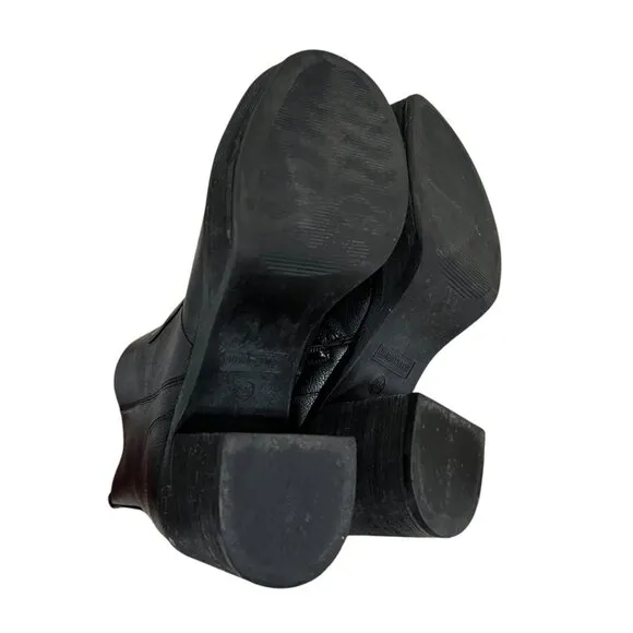 Cushionaire Festival Black Square Toe Block Heel Platform Ankle Boots Size 8