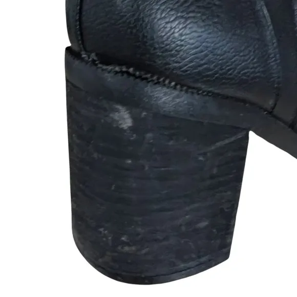 Cushionaire Festival Black Square Toe Block Heel Platform Ankle Boots Size 8