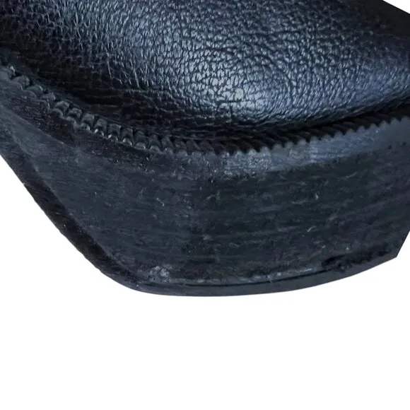Cushionaire Festival Black Square Toe Block Heel Platform Ankle Boots Size 8