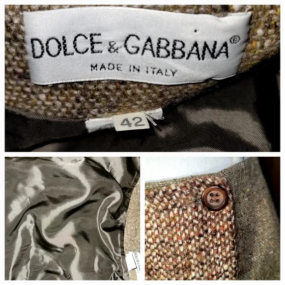 D&amp;G Unique Herringbone tweed mini wrap skirt