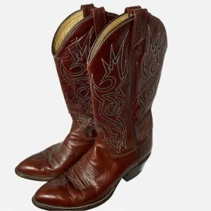 Dan Post Women’s Boots 7.5E Vintage Cowgirl Red Western Retro Rodeo Stitched