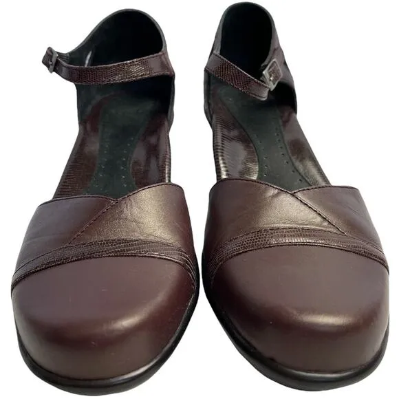 Dansko Brown Leather Block Heel Ankle Strap Buckle Shoes Women's Size 39 US 8.5