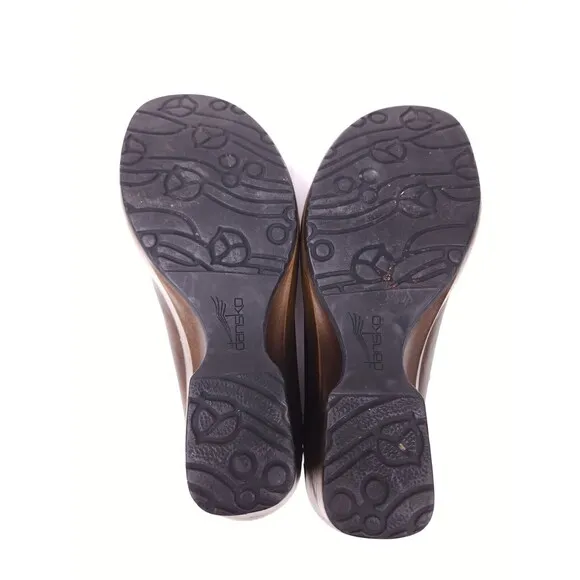 Dansko Fanny Brown Leather Mary Jane Wedge Shoes Women's Size EU 37 / US 6.5-7