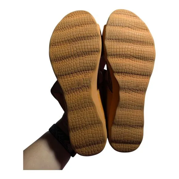 Dansko Maddy Orange Milled Nubuck Leather Double Strap Slide Sandals 40 9.5