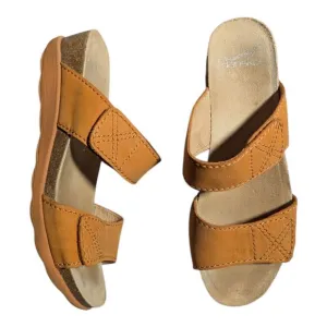 Dansko Maddy Orange Milled Nubuck Leather Double Strap Slide Sandals 40 9.5