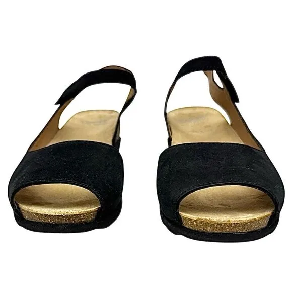 Dansko Marcy Black Milled Nubuck Women’s US 9.5 EU 40 Ankle Strap Wedge Sandals
