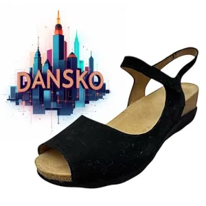 Dansko Marcy Black Milled Nubuck Women’s US 9.5 EU 40 Ankle Strap Wedge Sandals