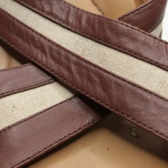 Dansko Neeci Women's Size 40 Brown &amp; Cream Leather Wedge Slide Sandals