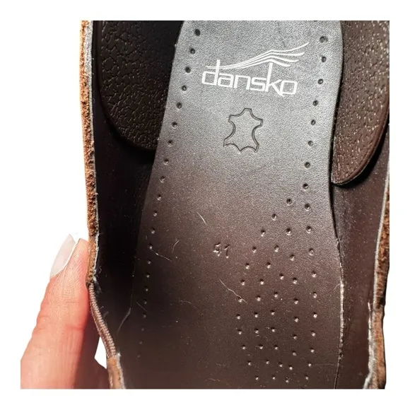 DANSKO Professional Pepper Brown Oiled Leather Platform Distressed Clogs 41 NWOT