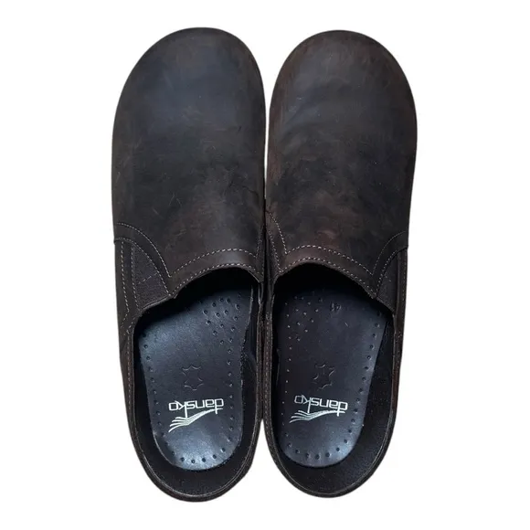 DANSKO Professional Pepper Brown Oiled Leather Platform Distressed Clogs 41 NWOT