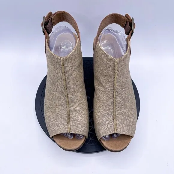 Dansko Sandals Womens 40 Reggie Slingback Black Leather Peep Toe Block Heels