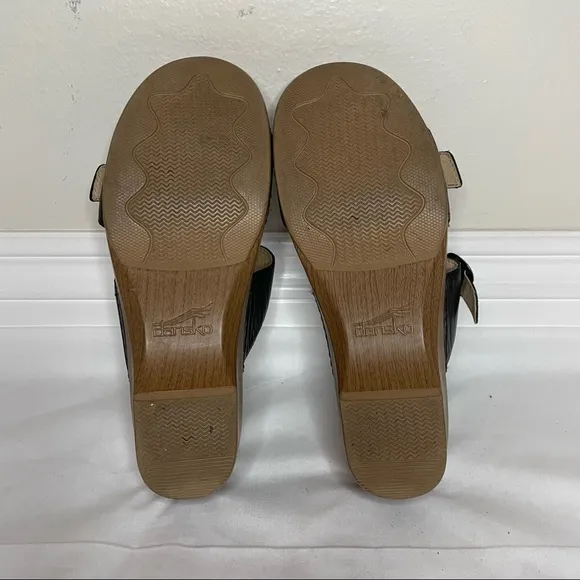 Dansko Sophie Black Full Grain Wedge Sandals Women Size 41