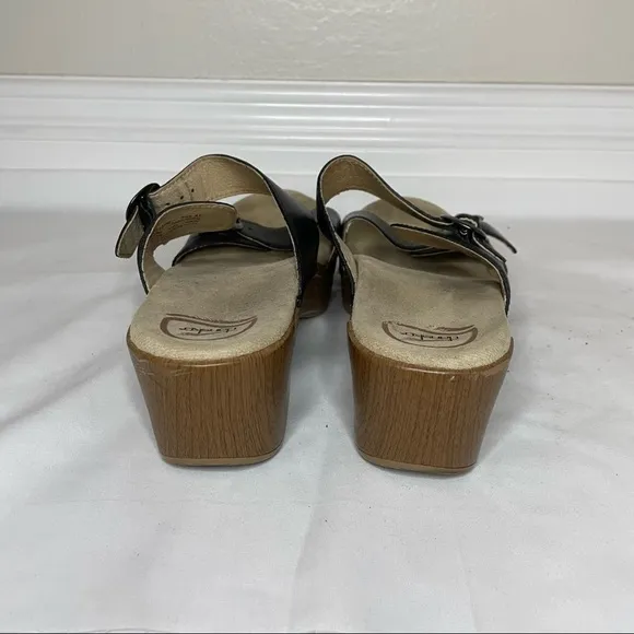 Dansko Sophie Black Full Grain Wedge Sandals Women Size 41