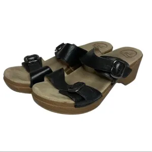 Dansko Sophie Black Full Grain Wedge Sandals Women Size 41