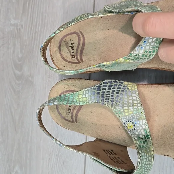 Dansko Women Sonnet Leather Hook&amp;loop Platform Heels Shoes sz 38/7.5-8