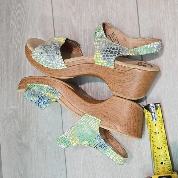 Dansko Women Sonnet Leather Hook&amp;loop Platform Heels Shoes sz 38/7.5-8