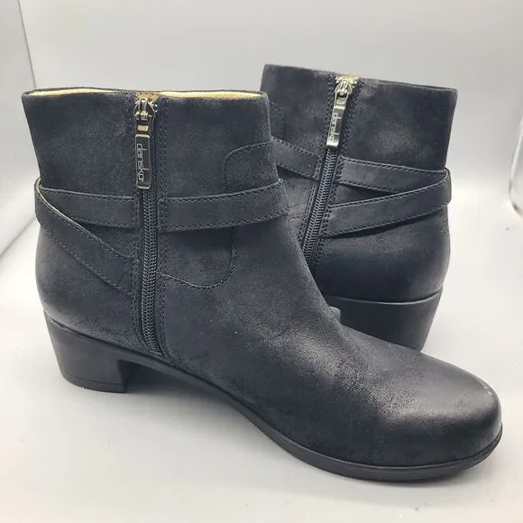 Dansko Womens Ankle Boots Cagney Burnished Black Nubuck Size 39 EU 8.5-9 US