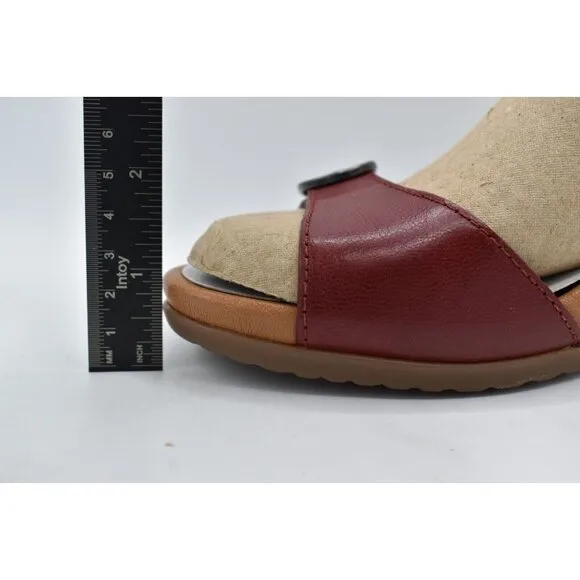 Dansko Womens EU 40 US 9.5-10 Arielle Red Glazed Leather Wedge Open Toe Sandals