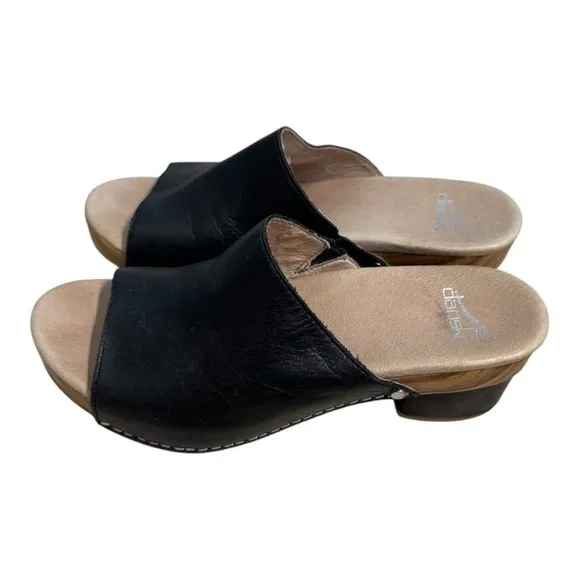 Dansko Womens Maci Comfort Sandals Black Block Heel Slip On Size 37 US 6.5-7