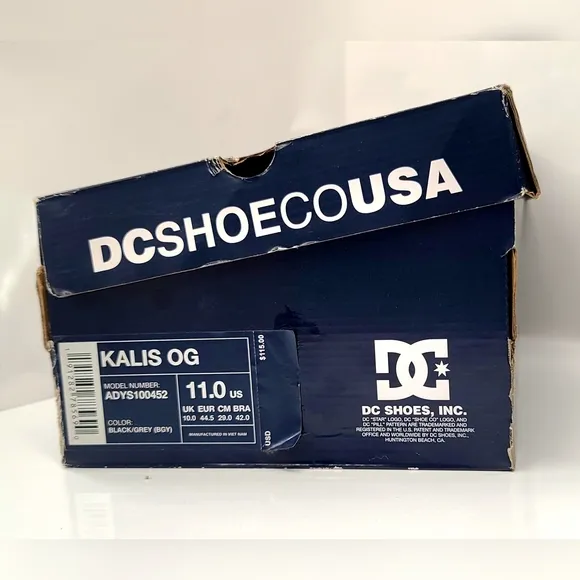 DC Kalis OG &quot;Love Park&quot; 2019 Black/Grey/Red ADYS100452 Deadstock Size 10 w/ Box