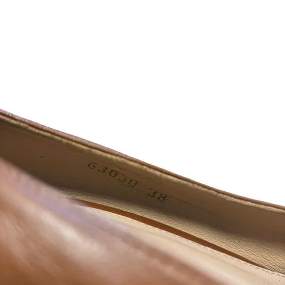 Dear Frances Chunky Loafer Heels 38 Tan Leather‎
