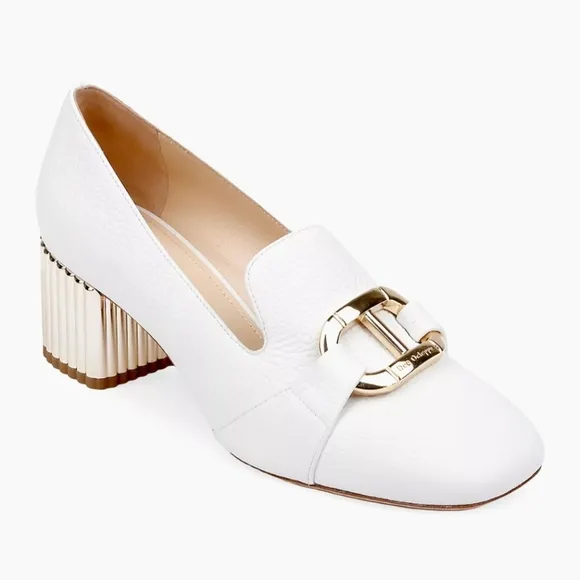Dee Ocleppo Michelle White and Gold Pumps | Size 8.5